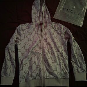 Gucci White & gray zip-up Hoodie